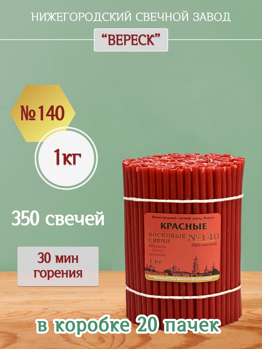 Восковые свечи КРАСНЫЕ пачка 1 кг № 140