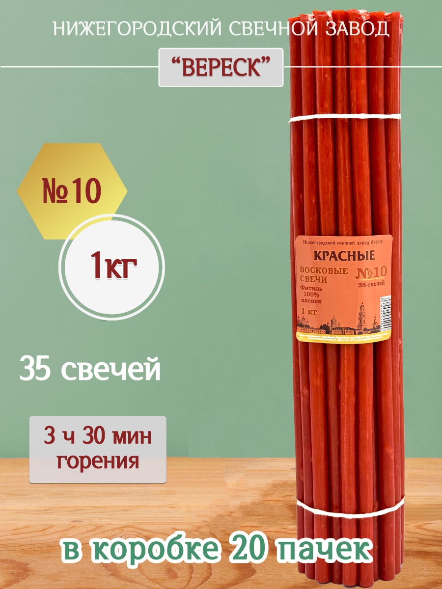 Восковые свечи КРАСНЫЕ пачка 1 кг № 10