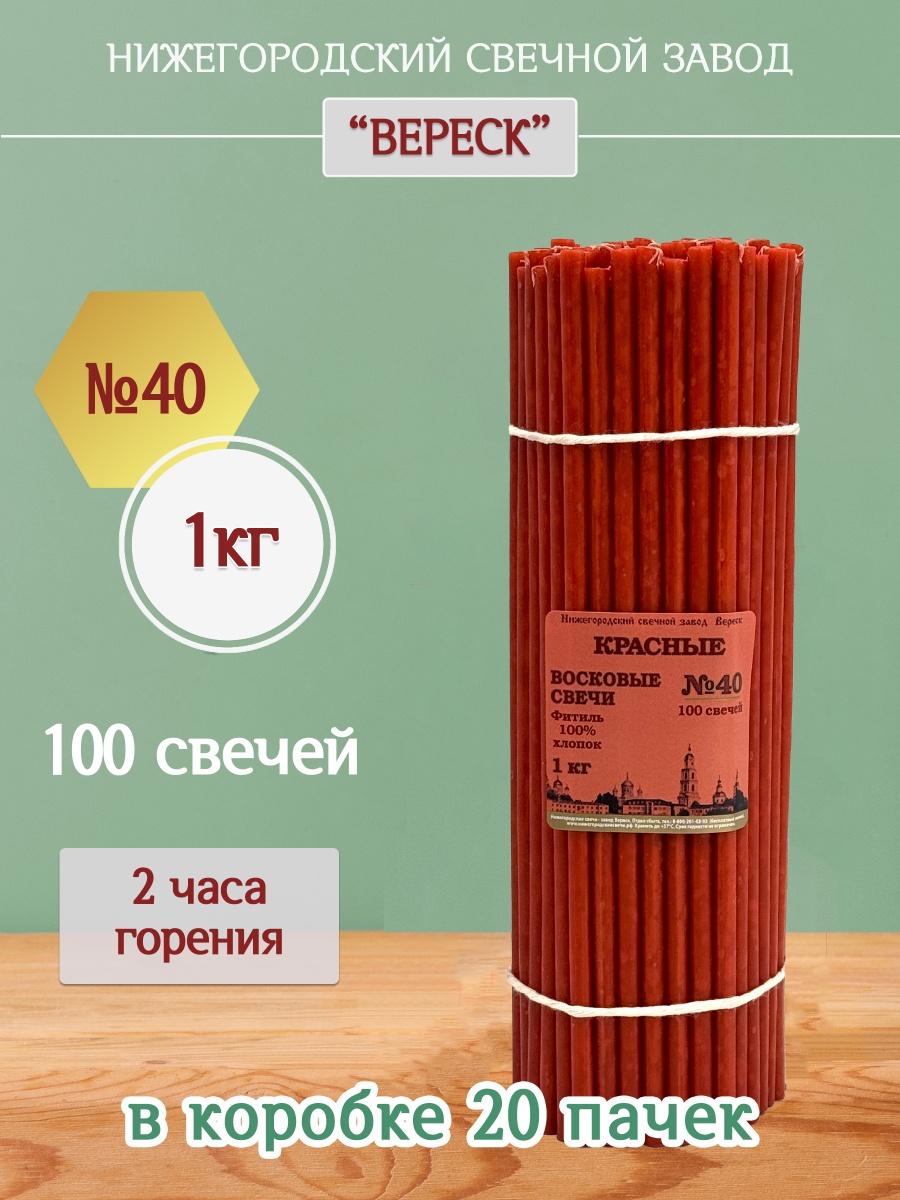 Восковые свечи КРАСНЫЕ пачка 1 кг № 40
